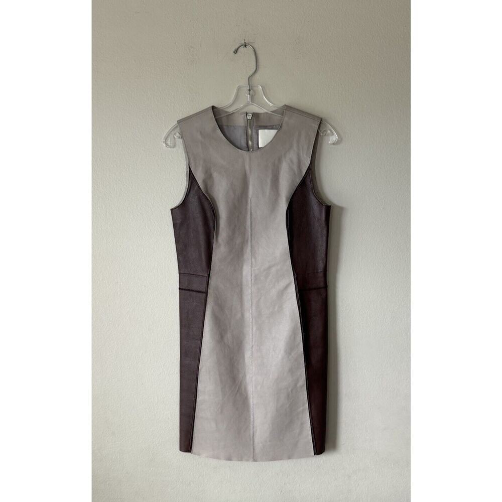 3.1 Phillip Lim Women’s Size 4 Two Tone‎ Shift Leather Dress Sleeveless Modern